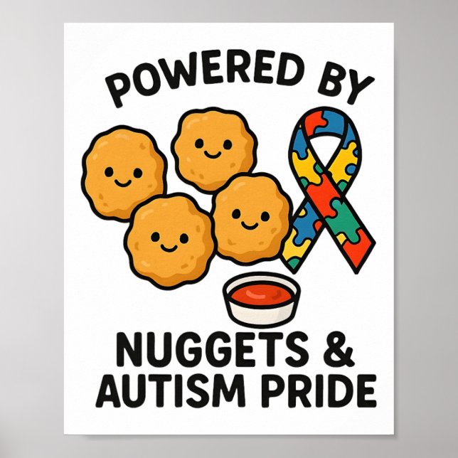 Powered By Chicken Nuggets And Autism Pride Men Wo Poster (Front)