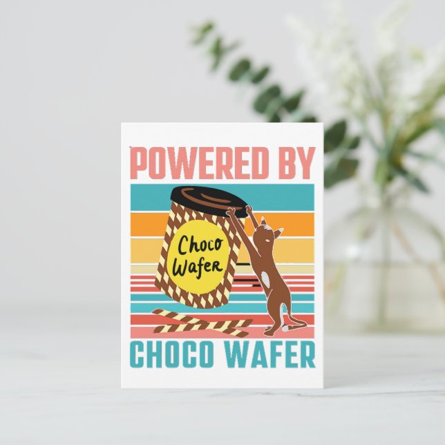 POWERED BY CHOCO WAFER - CHOCO WAFER AND CAT LOVER POSTCARD (Standing Front)
