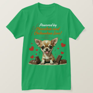 Powered by Chocolate and Chihuahua Love T-Shirt