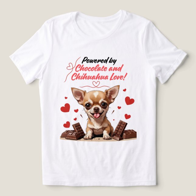 Powered by Chocolate and Chihuahua Love Tri-Blend Shirt (Design Front)