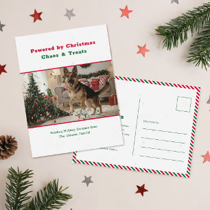 Powered by Christmas Chaos Funny Dog Pet Photo Holiday Postcard