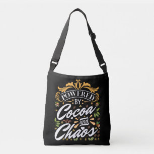 Powered by cocoa and chaos funny christmas gift crossbody bag