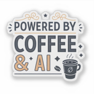 Powered by Coffee & AI Retro Tech Vector