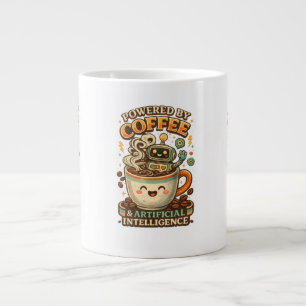 Powered By coffee and AI Retro coffee tech Graphic Large Coffee Mug