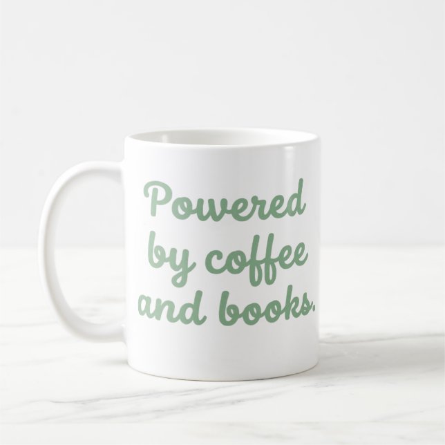 Powered By Coffee And Books Funny Reader Mug (Left)