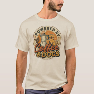 Powered By Coffee And Dogs Retro Vintage Pet Lover T-Shirt