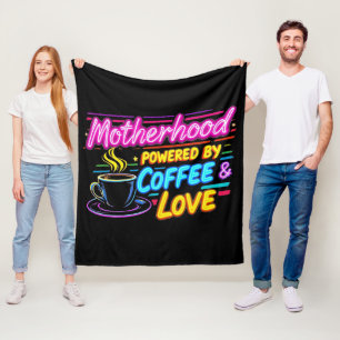 Powered by Coffee and Love   Funny Mother's Day Fleece Blanket