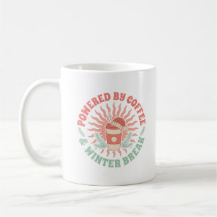 Powered by Coffee and Winter Break Retro Mug