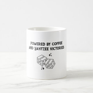 Powered by coffee and Yahtzee victories mug