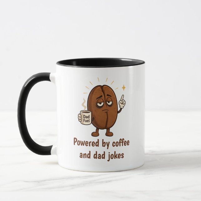 Powered by Coffee Cute Coffee Bean Father's Day Mug (Left)