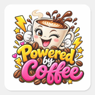 Powered by Coffee Design Square Sticker