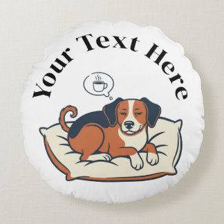Powered by Coffee & Dog Dreams Round Cushion