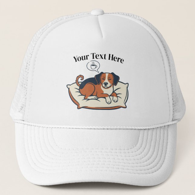 Powered by Coffee & Dog Dreams Trucker Hat (Front)