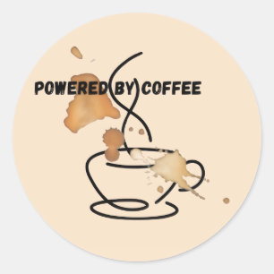 Powered by Coffee Funny Coffee Lover Classic Round Sticker