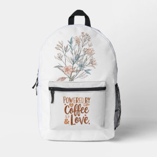 Powered by Coffee & Love – Cute Mom Life Design Printed Backpack