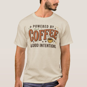 Powered By Coffee Retro 70s Typography T-Shirt