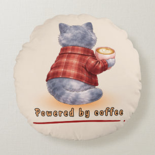 Powered by Coffee Round Cushion