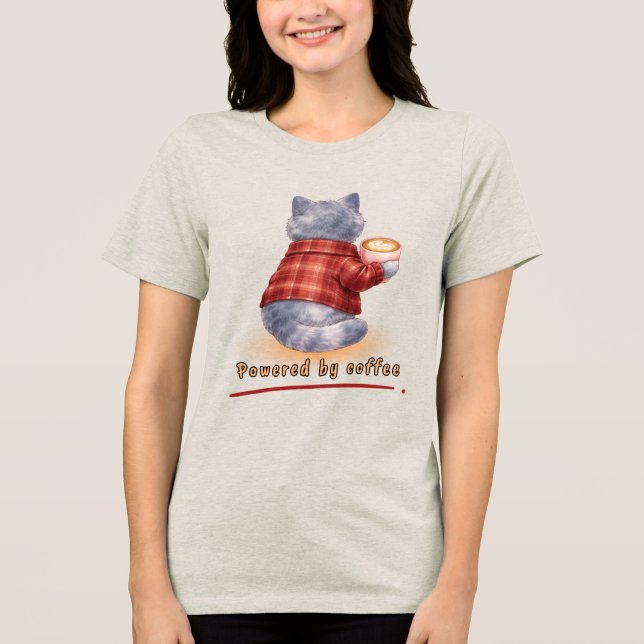 Powered by Coffee Tri-Blend Shirt (Front)