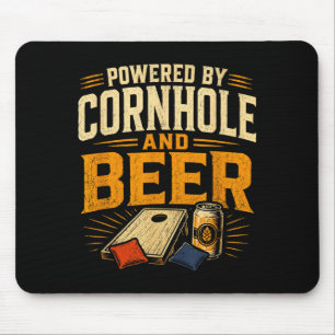 Powered by cornhole and beer funny tailgate mouse pad