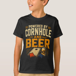 Powered by cornhole and beer funny tailgate T-Shirt