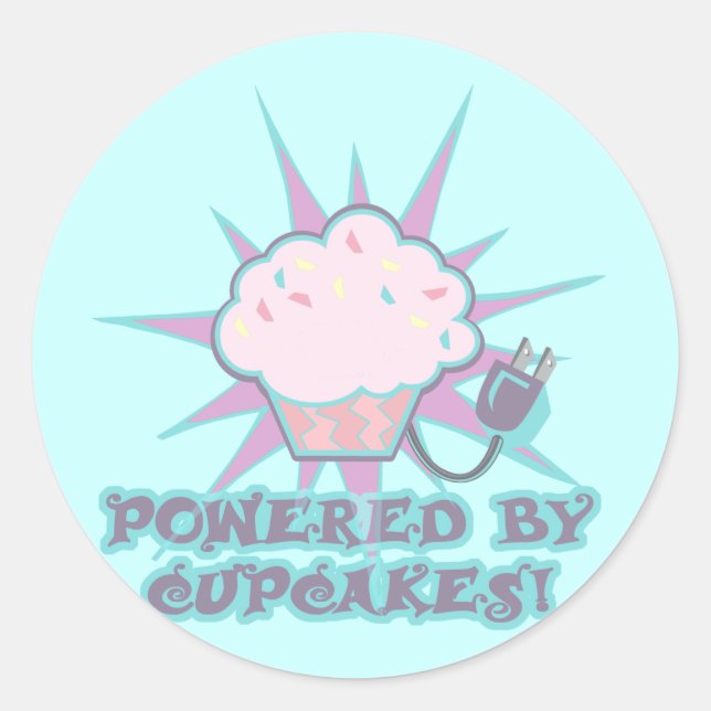 Powered By Cupcakes Classic Round Sticker (Front)