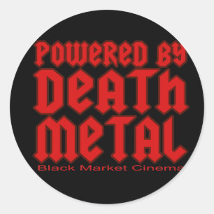 powered by Death metal Classic Round Sticker