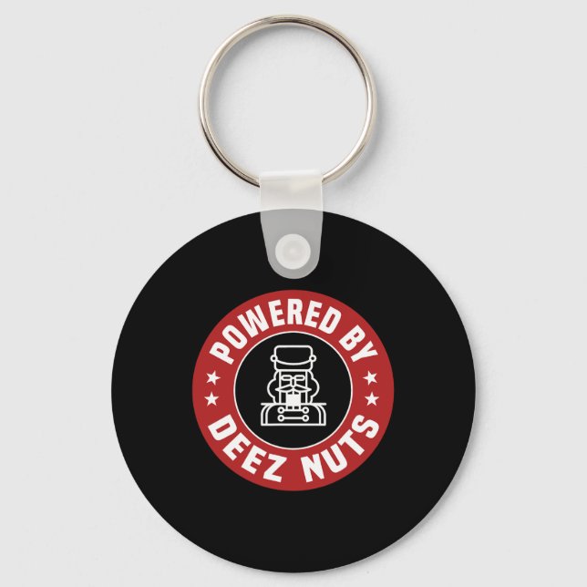 Powered By Deez Nuts - Funny Nutcracker Xmas Match Key Ring (Front)