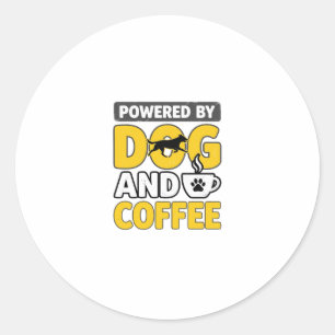 Powered By Dog And Coffee Vintage Shirt Design_1 Classic Round Sticker