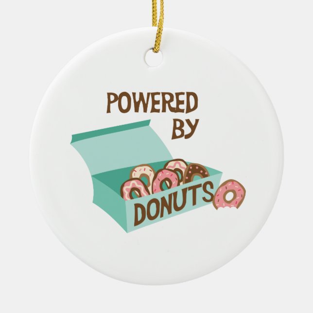 Powered By Doughnuts Ceramic Tree Decoration (Front)