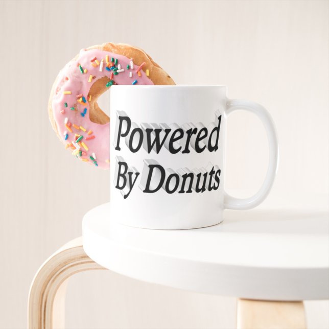 Powered By Doughnuts quote black half text Large Coffee Mug (Creator Uploaded)