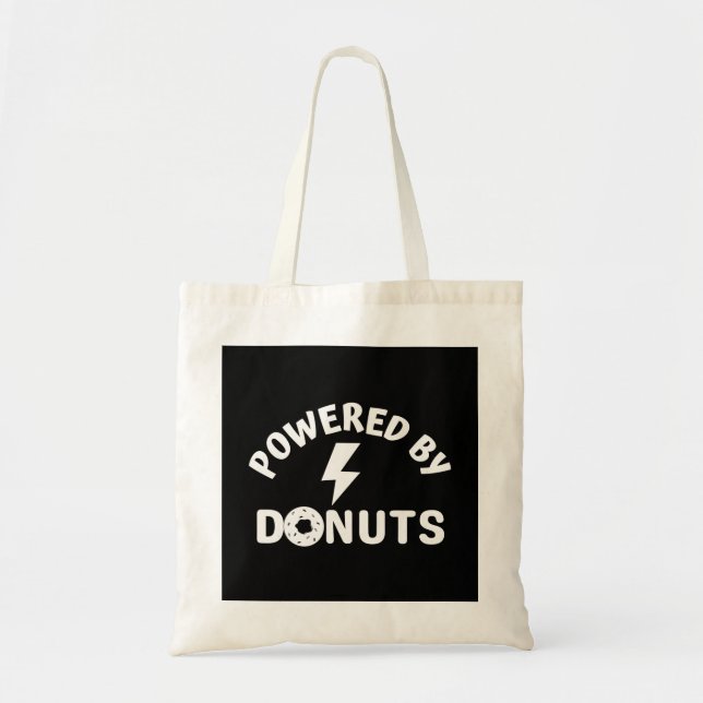 powered by doughnuts tote bag (Front)