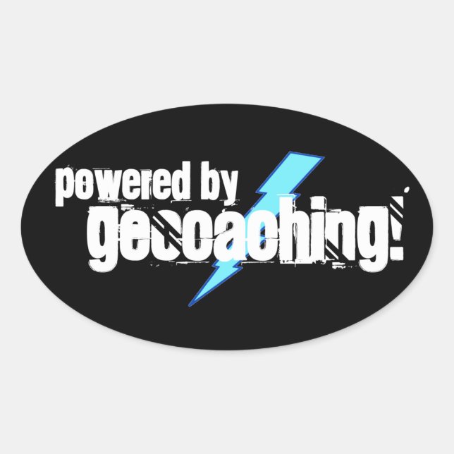 Powered By Geocaching Oval Sticker (Front)