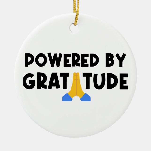 Powered By Gratitude Ceramic Tree Decoration (Front)