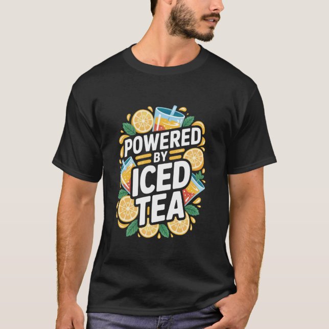 Powered by Iced Tea Refreshing Flavour Fun T-Shirt (Front)