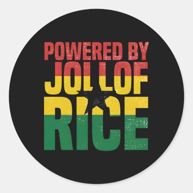 Powered By Jollof Rice Ghana For Ghanaians African Classic Round Sticker (Front)