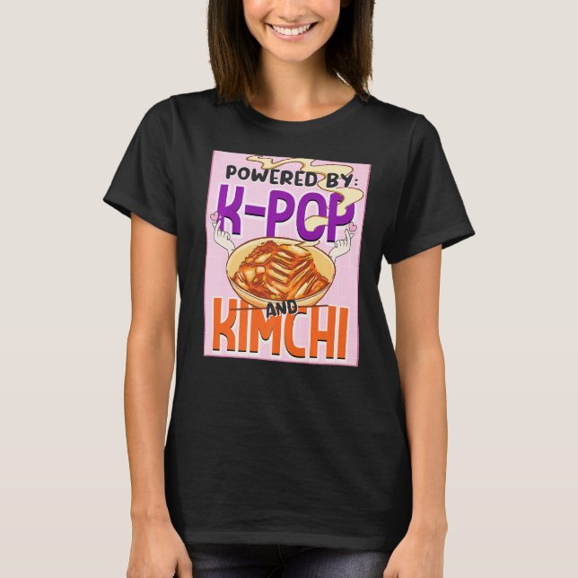 Powered By K Pop And Kimchi Kpop Finger Heart T-Shirt (Front)