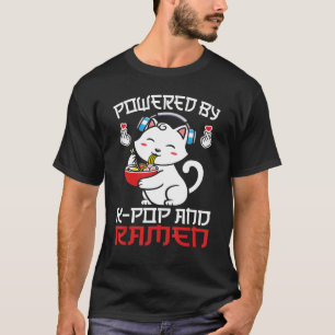 Powered by K-pop and Ramen Kpop Music Cat lovers f T-Shirt