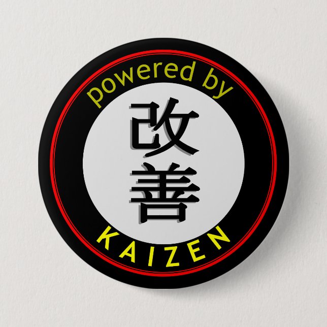 Powered by Kaizen 7.5 Cm Round Badge (Front)