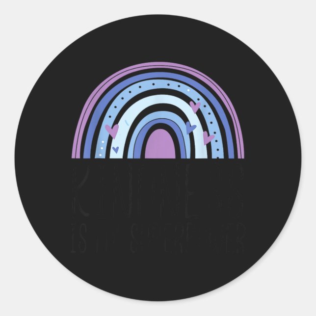 Powered By Kindness Rainbow Classic Round Sticker (Front)