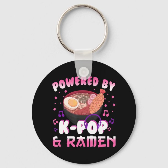 Powered by Kpop and Ramen Kpop Kawaii Anime Gift G Key Ring (Front)