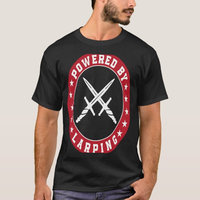 Powered By LARPING Apparel For LARPER T-Shirt (Front)