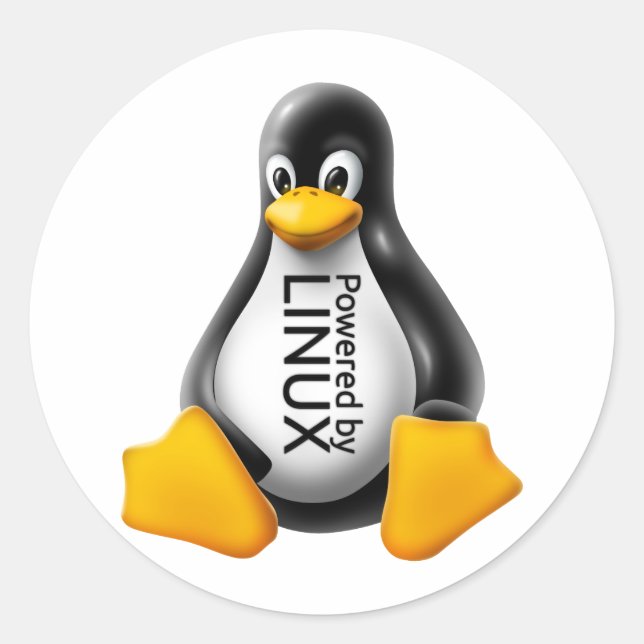 Powered by Linux Classic Round Sticker (Front)