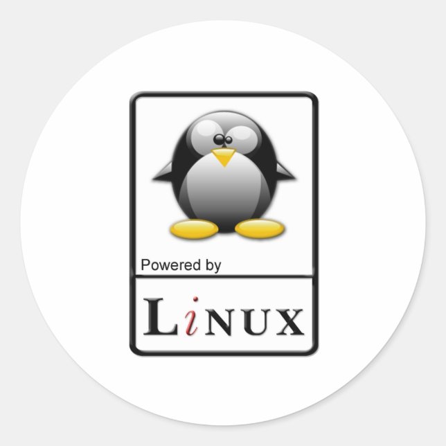 Powered by Linux Classic Round Sticker (Front)