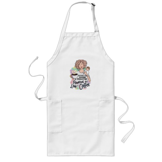 Powered by Love & Coffee – Funny Mother’s Day Long Apron (Front)