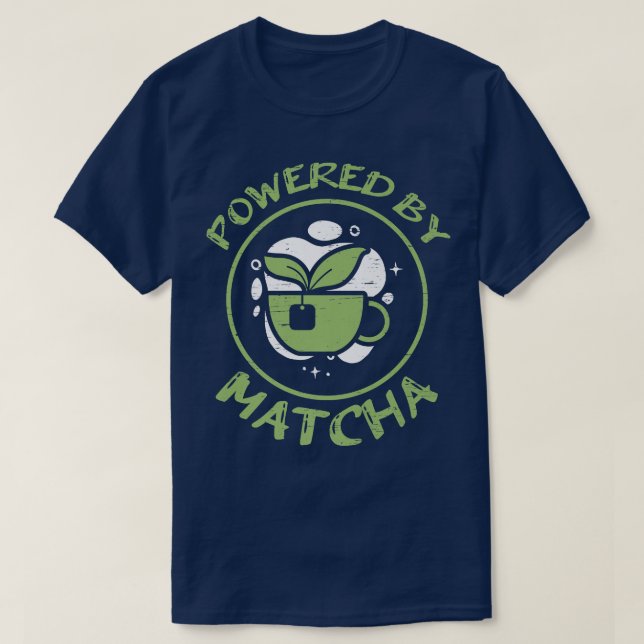 Powered by Matcha Bubble Tea Matcha Premium  T-Shirt (Design Front)