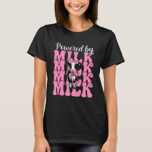 Powered by Milk Dairy Farmer Cow Dairy Farming Gir T-Shirt