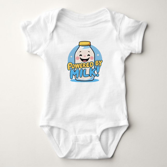 Powered by Milk – Funny Baby Quote Bodysuit (Front)