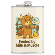 Powered by Milk & Muscle – Funny Bull Cartoon Flas