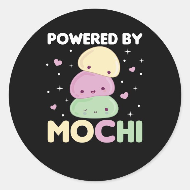 Powered By Mochi - Kawaii Mochi Ice Cream Classic Round Sticker (Front)