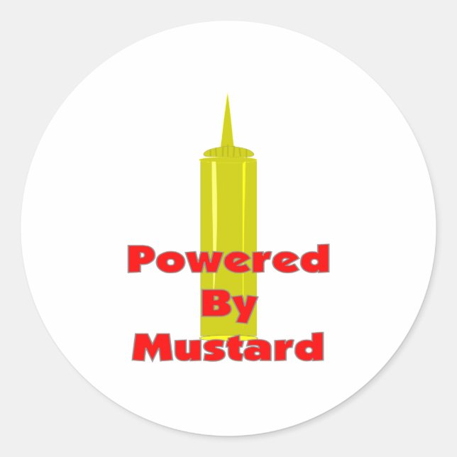 Powered by Mustard Classic Round Sticker (Front)